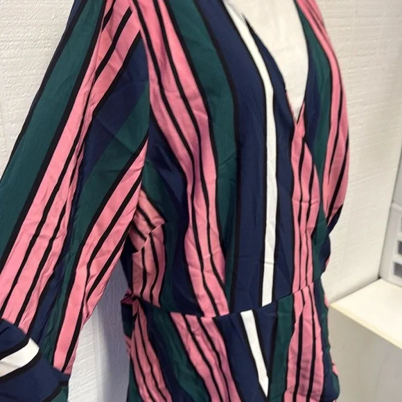 Eloquii Blue and Pink Bell Sleeve Wrap Blouse - Picture 6 of 6